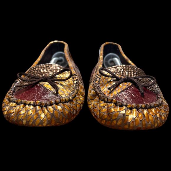 KENZIE Diva Women Sz 8.5 Moccasins Animal Snakeskin Patchwork Flats Loafer Shoes - Picture 11 of 16